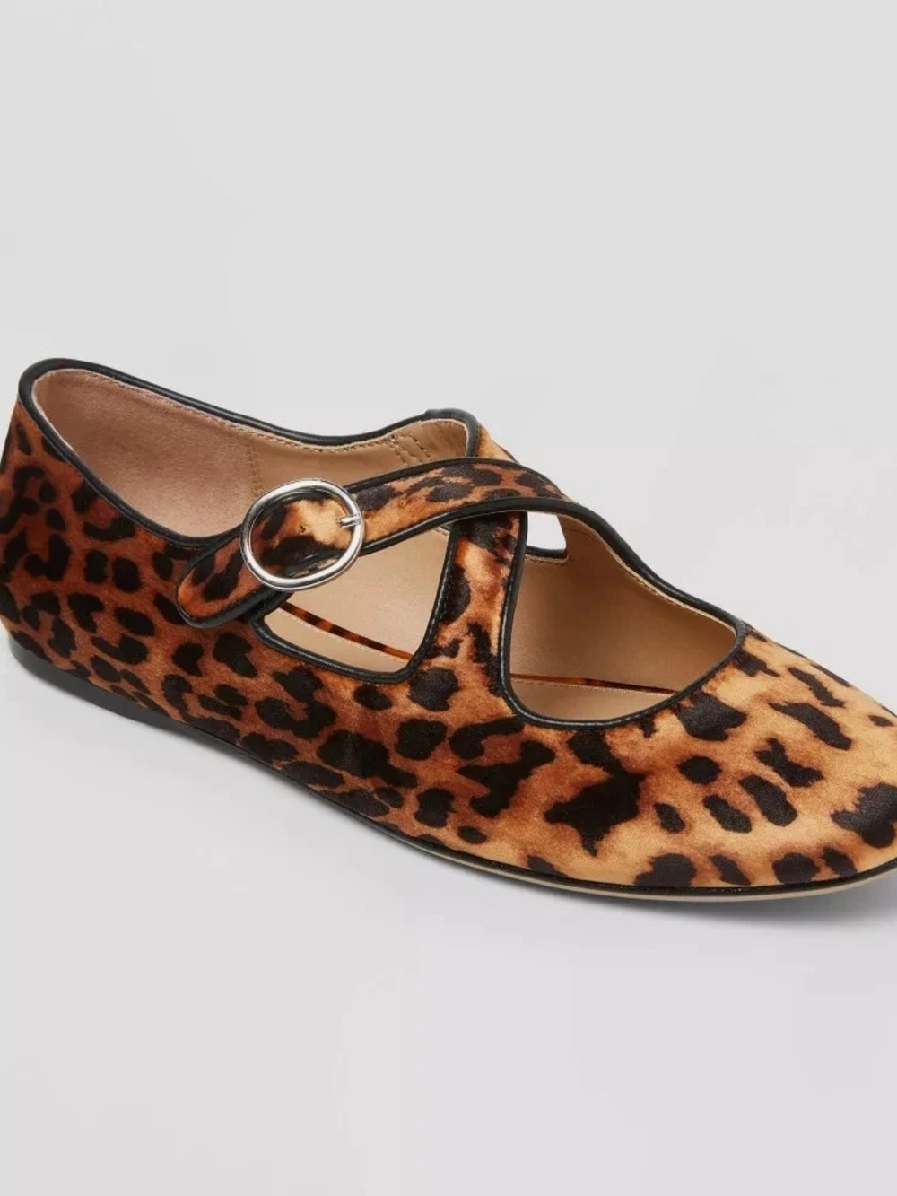 Leopard Print Mary Jane Flats - Women's Fashion Slip-Ons